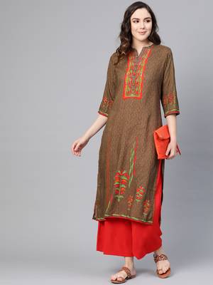 Brown printed liva kurtas-and-kurtis 4