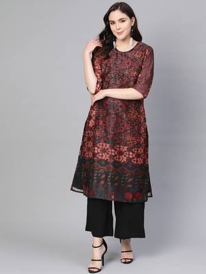 Black printed viscose kurtas-and-kurtis 1