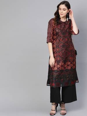 Black printed viscose kurtas-and-kurtis 3