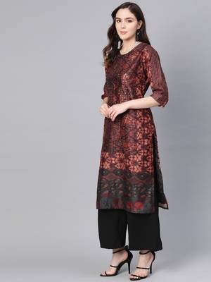 Black printed viscose kurtas-and-kurtis 4