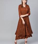 Red printed liva long-kurtis