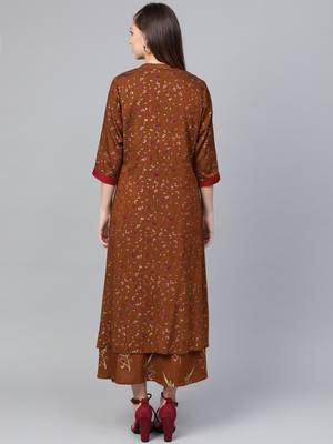 Red printed liva long-kurtis 2