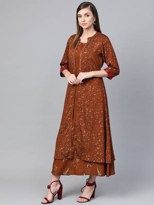 Red printed liva long-kurtis 4