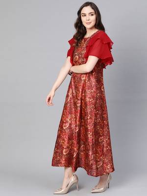Wine printed viscose long-kurtis 4
