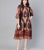 Black printed viscose long-kurtis