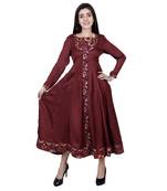 Wine Plain Satin Kurti