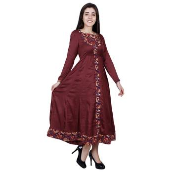 Wine Plain Satin Kurti 3