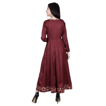 Wine Plain Satin Kurti 4