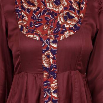 Wine Plain Satin Kurti 5