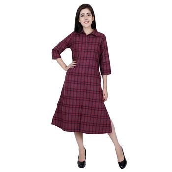 Maroon Printed Velvet Kurti 1