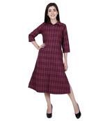 Maroon Printed Velvet Kurti