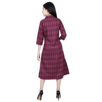 Maroon Printed Velvet Kurti 4