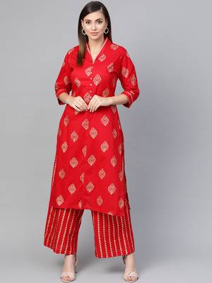 Red printed cotton salwar 1