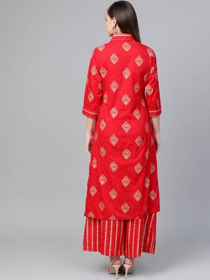 Red printed cotton salwar 2