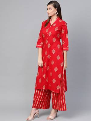 Red printed cotton salwar 3