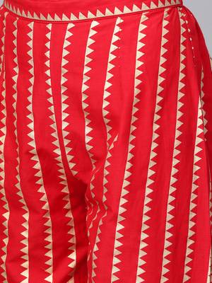 Red printed cotton salwar 4
