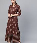 Brown printed cotton salwar