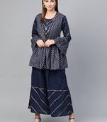 Navy-blue printed cotton salwar