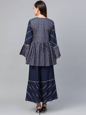 Navy-blue printed cotton salwar 2
