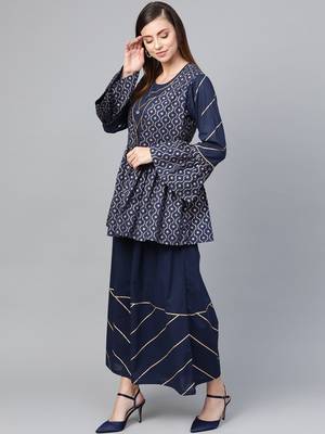 Navy-blue printed cotton salwar 3