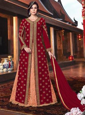 Orange embroidered tussar silk salwar 1
