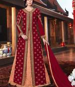 Orange embroidered tussar silk salwar