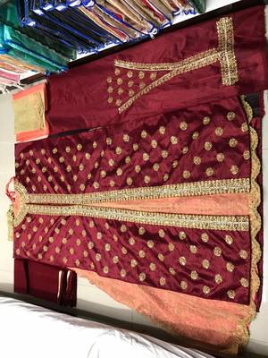 Orange embroidered tussar silk salwar 2