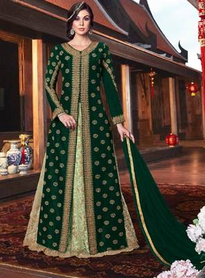Green embroidered tussar silk salwar 1