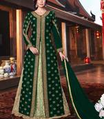 Green embroidered tussar silk salwar