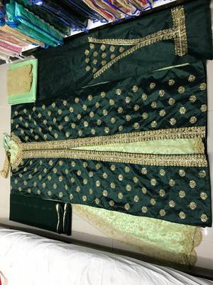 Green embroidered tussar silk salwar 2