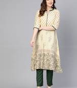 Cream printed rayon salwar