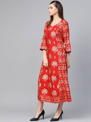 Red printed liva kurtas-and-kurtis 3