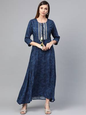 Navy-blue printed liva kurtas-and-kurtis 1