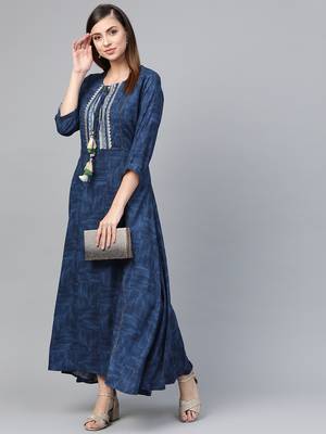 Navy-blue printed liva kurtas-and-kurtis 4