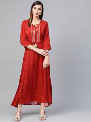 Red printed liva kurtas-and-kurtis 1