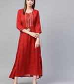 Red printed liva kurtas-and-kurtis