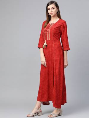 Red printed liva kurtas-and-kurtis 3
