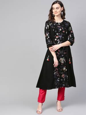 Black printed liva kurtas-and-kurtis 1
