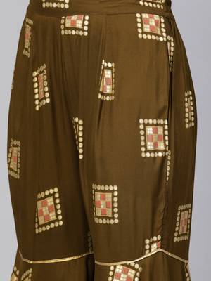 Brown printed rayon salwar 4