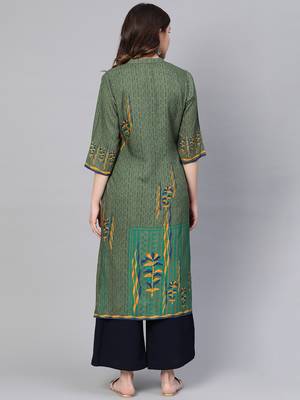 Olive printed liva kurtas-and-kurtis 2