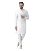 White Plain Dupion Silk Men Kurtas