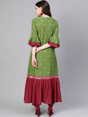 Green printed rayon salwar 2