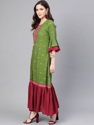 Green printed rayon salwar 3