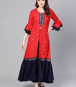 Red printed rayon salwar