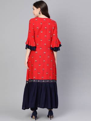 Red printed rayon salwar 2