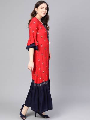 Red printed rayon salwar 3