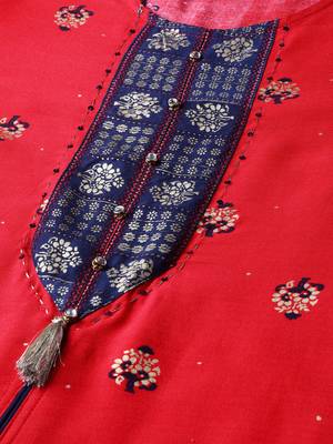 Red printed rayon salwar 4