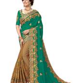 Trendmalls Green embroidered silk saree with blouse 