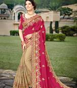 Trendmalls Women's Pink Silk Heavy Embroidery Work Saree With Blouse