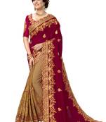 Trendmalls Purple embroidered silk saree with blouse 